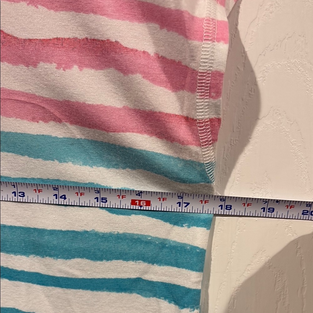 Talbots Pink Aqua Navy Striped Short Sleeve Scoop Tee - Picture 5 of 6